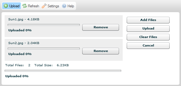 Kolejka przesyłanych plików w CKFinderze